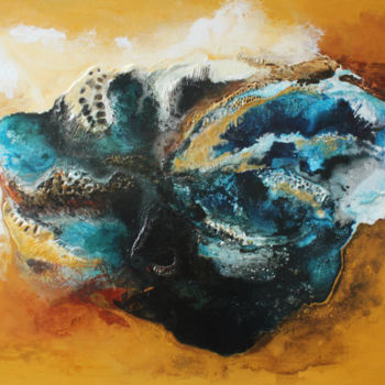 Painting titled "Coeur de mer" by Dominique C. Habib, Original Artwork, Acrylic