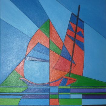 Painting titled "petite-brise-46x38-…" by Dominique D'Agostino, Original Artwork, Acrylic