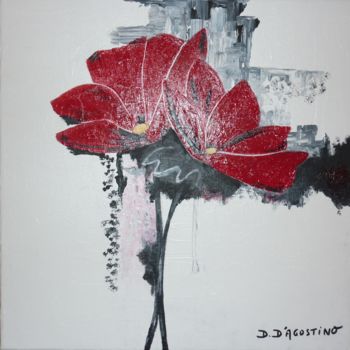 Painting titled "amaryllis-40x40-acr…" by Dominique D'Agostino, Original Artwork, Acrylic