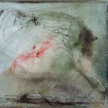 Pittura intitolato "VERT ECRIT" da Dominique Evrard, Opera d'arte originale, Olio