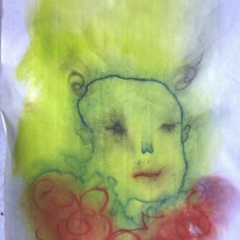 Pintura titulada "Elle jaune" por Dominique Evrard, Obra de arte original