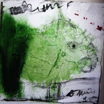 Painting titled "little green 0606" by Dominique Evrard, Original Artwork