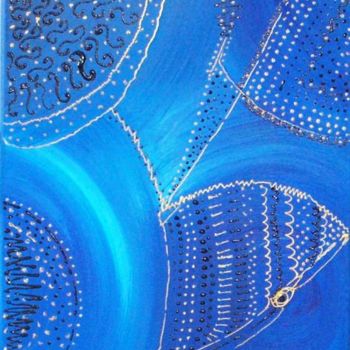 Painting titled "Arabesque de Bleu" by Dominique Fouquart  Domy, Original Artwork