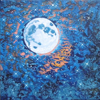 Schilderij getiteld "full moon" door Dominique Gutmann, Origineel Kunstwerk, Acryl