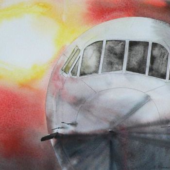 Painting titled "concorde crepuscula…" by Dominique Ramaud, Original Artwork, Watercolor