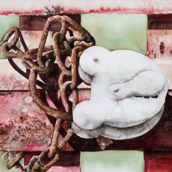 Peinture intitulée "cadenas" par Dominique Ramaud, Œuvre d'art originale, Aquarelle