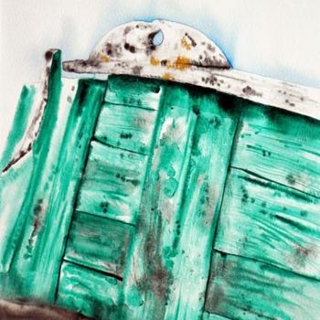 Painting titled "barque 3" by Dominique Ramaud, Original Artwork, Watercolor