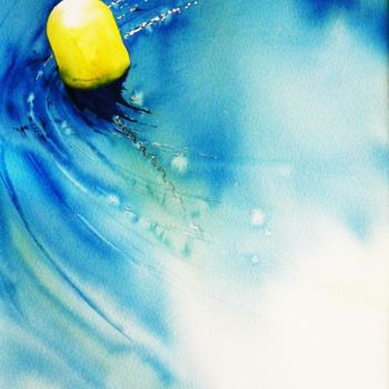 Malerei mit dem Titel "bouée jaune" von Dominique Ramaud, Original-Kunstwerk, Aquarell