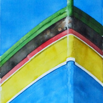 Painting titled "barque portugaise" by Dominique Ramaud, Original Artwork, Watercolor