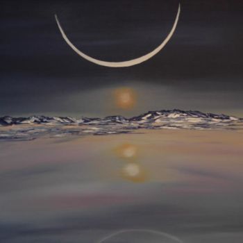 Painting titled "Soleil de minuit" by Dominique Thivollier, Original Artwork