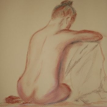 Painting titled "pensive" by Dominique Thivollier, Original Artwork, Oil
