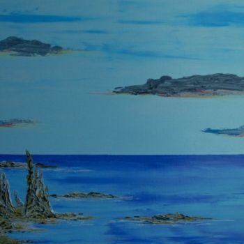 Painting titled "CALANQUES" by Dominique Thivollier, Original Artwork, Oil