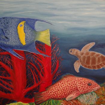 Malerei mit dem Titel "fish part I" von Dominique Van De Velde, Original-Kunstwerk