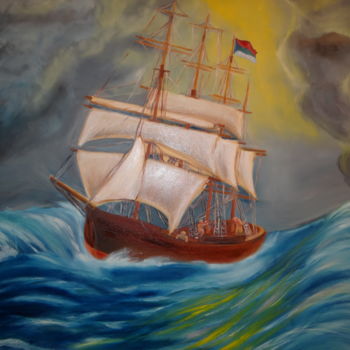 Painting titled "Dans la mer ...." by Dominique Van De Velde, Original Artwork, Oil
