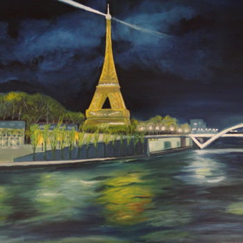 Painting titled "la seine" by Dominique Van De Velde, Original Artwork, Oil