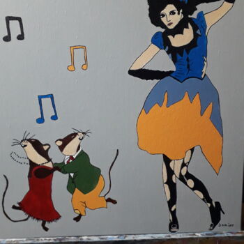 Painting titled "Cendrillon" by Domino, Original Artwork, Acrylic Mounted on Wood Stretcher frame
