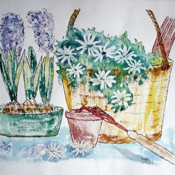 绘画 标题为“au jardin” 由Domino, 原创艺术品, 油