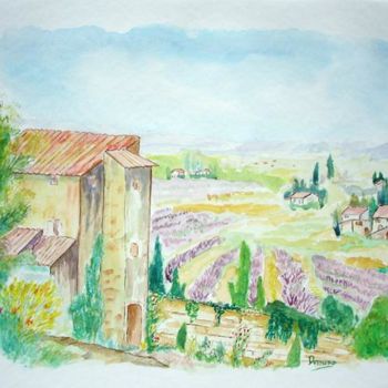 Painting titled "la provence" by Domino, Original Artwork, Oil