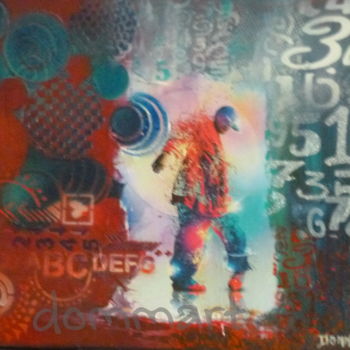 Painting titled "urban trace" by Dommart, Original Artwork, Acrylic