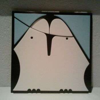 Γλυπτική με τίτλο "dom penguin" από Patrícia Azoni, Αυθεντικά έργα τέχνης, Ξύλο