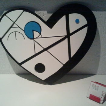 Sculpture titled "heart in blue VI" by Patrícia Azoni, Original Artwork, Wood