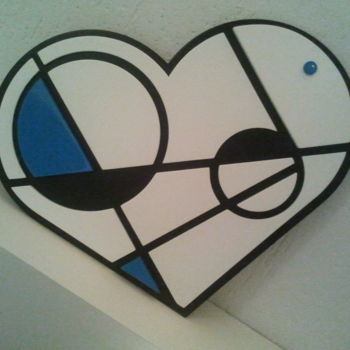 Sculpture titled "heart in blue II" by Patrícia Azoni, Original Artwork, Wood