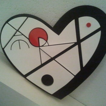 Sculpture titled "red heart VII" by Patrícia Azoni, Original Artwork, Wood