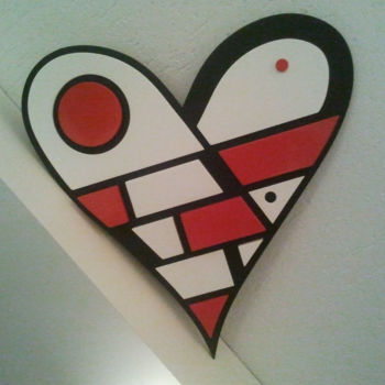 Sculpture titled "red heart VI" by Patrícia Azoni, Original Artwork, Wood