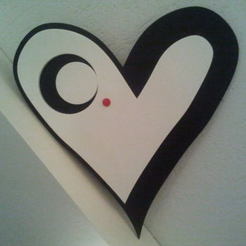 Sculpture intitulée "red heart V" par Patrícia Azoni, Œuvre d'art originale, Bois