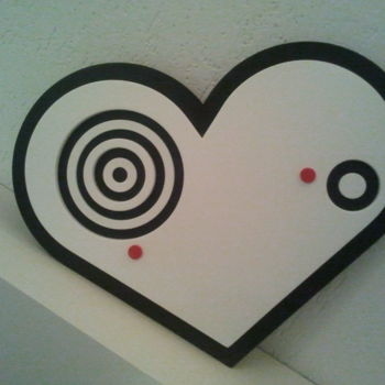 Escultura intitulada "red heart IV" por Patrícia Azoni, Obras de arte originais, Madeira