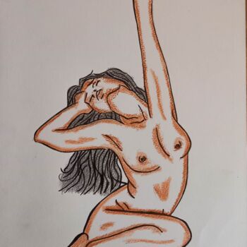 Drawing titled "LE REVEIL" by Domy Martinaud, Original Artwork, Charcoal