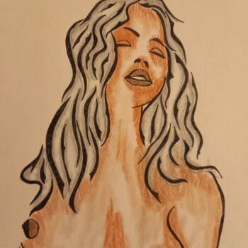 Disegno intitolato "Nudité..." da Domy Martinaud, Opera d'arte originale, Carbone