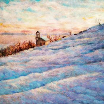 Painting titled "Inverno, veduta dal…" by Don Barzaghi, Original Artwork, Watercolor