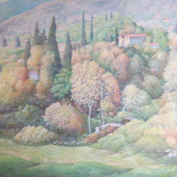 Painting titled "Colli di Bergamo" by Don Barzaghi, Original Artwork, Watercolor