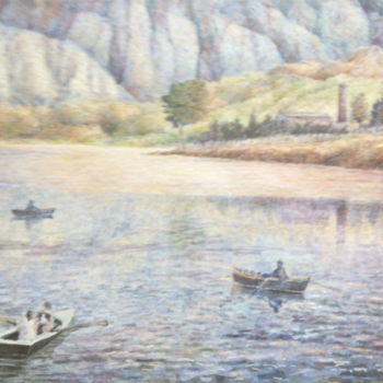 Pittura intitolato "Lago d'Iseo" da Don Barzaghi, Opera d'arte originale, Acquarello