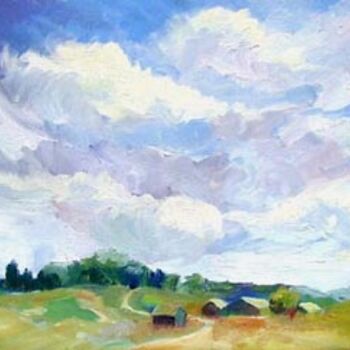 Painting titled "Summer Clouds" by Don Bourret, Original Artwork, Oil