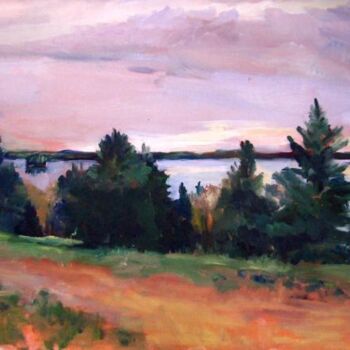 Pintura intitulada "Gardner Lake" por Don Bourret, Obras de arte originais, Óleo