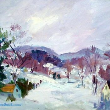 Painting titled "Snow Valley" by Don Bourret, Original Artwork, Oil