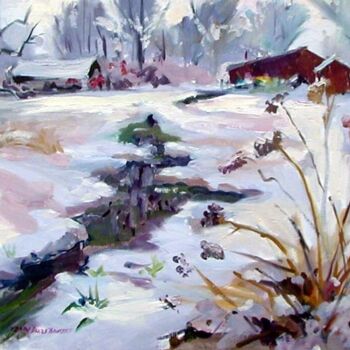 Painting titled "Backyard Stream" by Don Bourret, Original Artwork, Oil