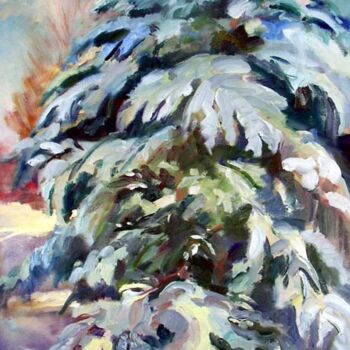 Painting titled "Evergreen" by Don Bourret, Original Artwork, Oil
