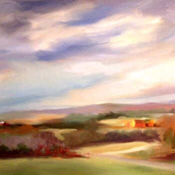 Schilderij getiteld "Autumn Sky" door Don Bourret, Origineel Kunstwerk, Olie