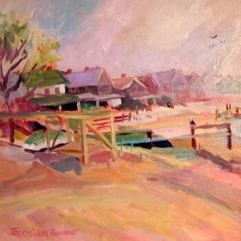 Pintura intitulada "Down At The Shore" por Don Bourret, Obras de arte originais, Óleo