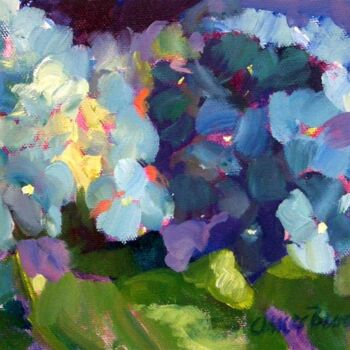 Pintura intitulada "Blue Hydrangeas VI" por Don Bourret, Obras de arte originais, Óleo