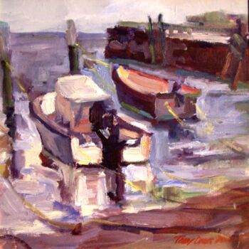 Painting titled "Madison Boats" by Don Bourret, Original Artwork, Oil