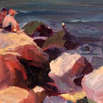 Peinture intitulée "On The Rocks II" par Don Bourret, Œuvre d'art originale, Huile