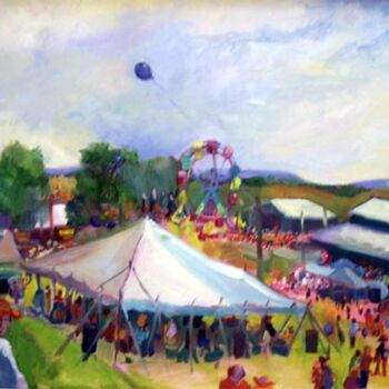 Painting titled "Fairgrounds" by Don Bourret, Original Artwork, Oil