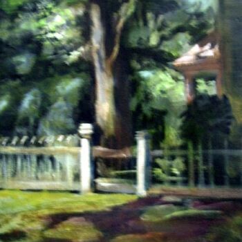 Painting titled "Gate on Green" by Don Bourret, Original Artwork, Oil