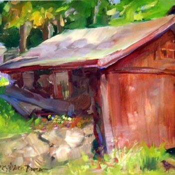 Painting titled "Barn On Sand Hill" by Don Bourret, Original Artwork, Oil