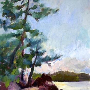 Картина под названием "The Lake II" - Don Bourret, Подлинное произведение искусства, Масло