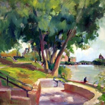 Painting titled "Charter Oak Park" by Don Bourret, Original Artwork, Oil